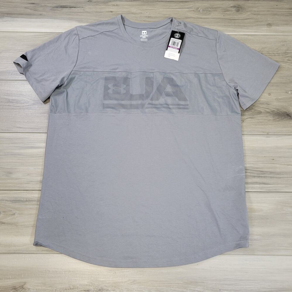 Under Armour T-Shirt Men's 2XL Gray Graphic Mesh New